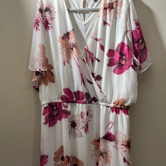 Lane Bryant size 28 floral summer dress elastic waist with belt lined - Picture 12 of 17
